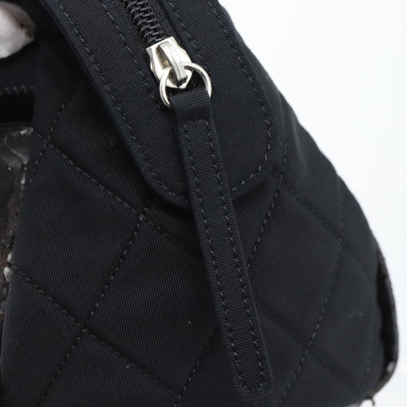 CHANEL Chain Shoulder Bag Canvas Black Silver CC Auth 186855