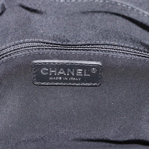 CHANEL Chain Shoulder Bag Canvas Black Silver CC Auth 186855