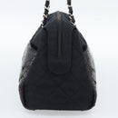 CHANEL Chain Shoulder Bag Canvas Black Silver CC Auth 186855-5
