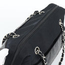 CHANEL Chain Shoulder Bag Canvas Black Silver CC Auth 186855-6