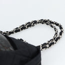 CHANEL Chain Shoulder Bag Canvas Black Silver CC Auth 186855-8