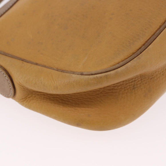 LOEWE Anagram Shoulder Bag Leather Beige Gold Auth 186856