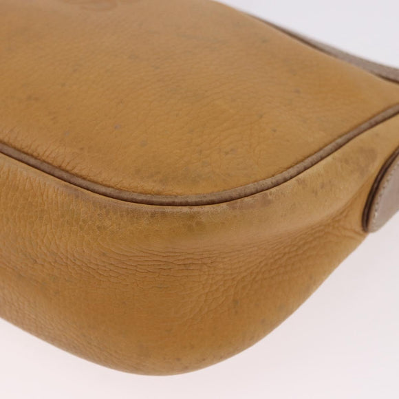 LOEWE Anagram Shoulder Bag Leather Beige Gold Auth 186856