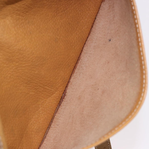 LOEWE Anagram Shoulder Bag Leather Beige Gold Auth 186856