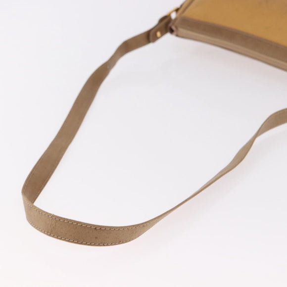LOEWE Anagram Shoulder Bag Leather Beige Gold Auth 186856