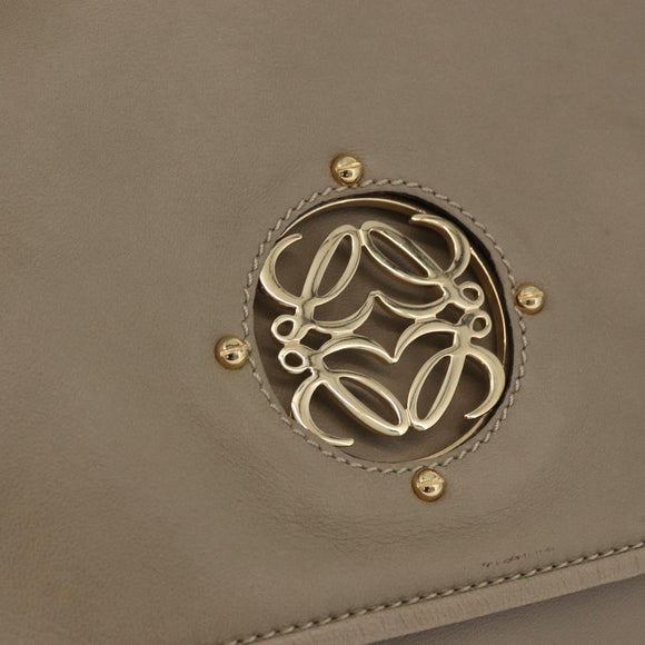 LOEWE Anagram Mya Shoulder Bag Leather Beige Gold Auth 186857A