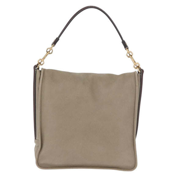 LOEWE Anagram Mya Shoulder Bag Leather Beige Gold Auth 186857A