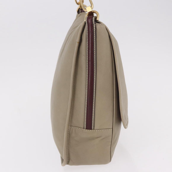 LOEWE Anagram Mya Shoulder Bag Leather Beige Gold Auth 186857A
