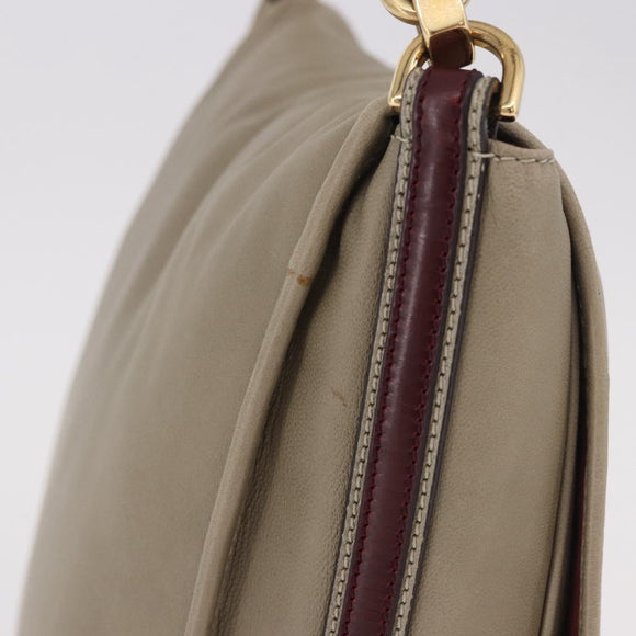 LOEWE Anagram Mya Shoulder Bag Leather Beige Gold Auth 186857A