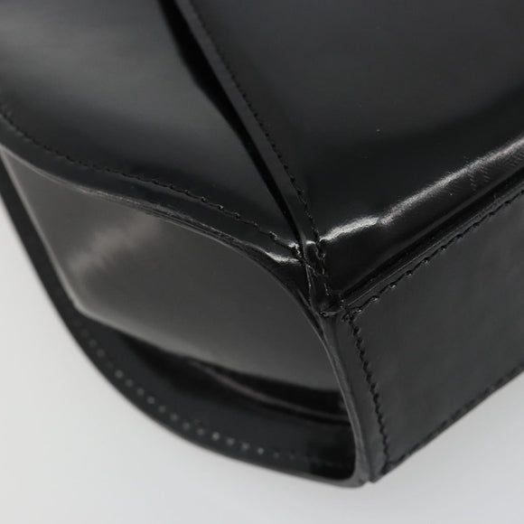 CARTIER PANTHERE Hand Bag Patent leather Black Silver Auth 186858A