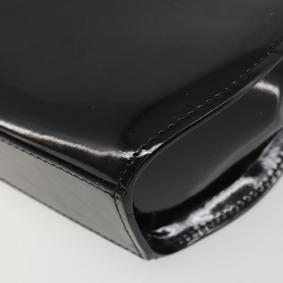 CARTIER PANTHERE Hand Bag Patent leather Black Silver Auth 186858A