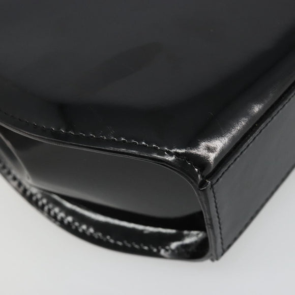 CARTIER PANTHERE Hand Bag Patent leather Black Silver Auth 186858A
