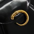 CARTIER PANTHERE Hand Bag Patent leather Black Silver Auth 186858A-18