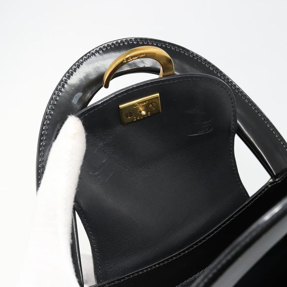 CARTIER PANTHERE Hand Bag Patent leather Black Silver Auth 186858A