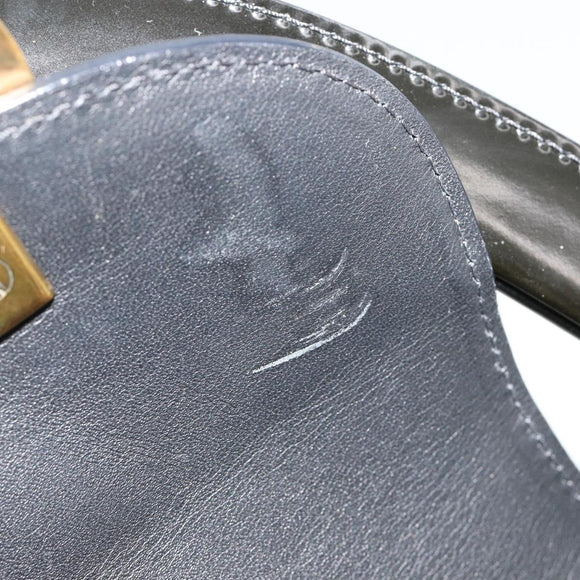 CARTIER PANTHERE Hand Bag Patent leather Black Silver Auth 186858A
