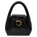 CARTIER PANTHERE Hand Bag Patent leather Black Silver Auth 186858A-13