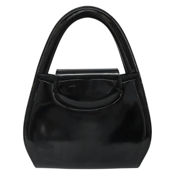 CARTIER PANTHERE Hand Bag Patent leather Black Silver Auth 186858A