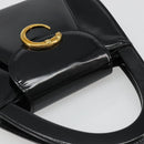 CARTIER PANTHERE Hand Bag Patent leather Black Silver Auth 186858A-6