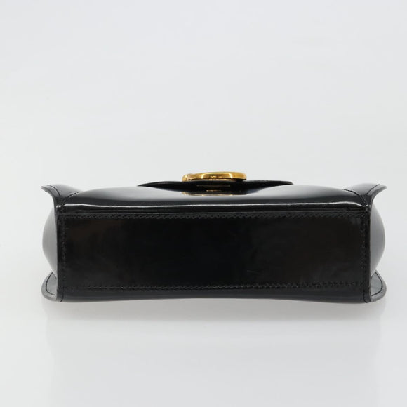 CARTIER PANTHERE Hand Bag Patent leather Black Silver Auth 186858A