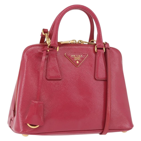 PRADA Hand Bag Saffiano Leather 2way Pink Gold Auth 186860V
