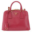 PRADA Hand Bag Saffiano Leather 2way Pink Gold Auth 186860V-2
