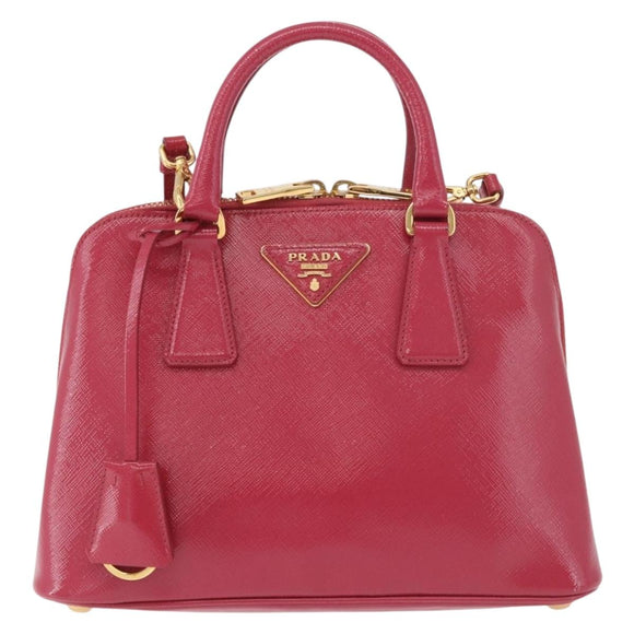 PRADA Hand Bag Saffiano Leather 2way Pink Gold Auth 186860V