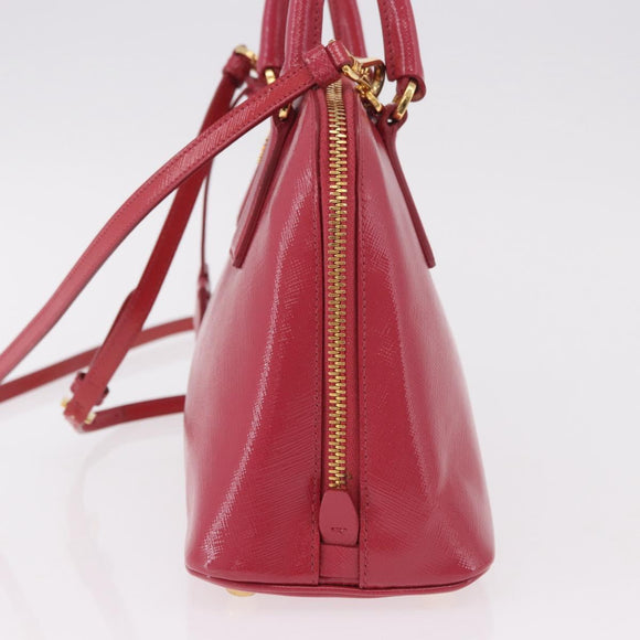 PRADA Hand Bag Saffiano Leather 2way Pink Gold Auth 186860V