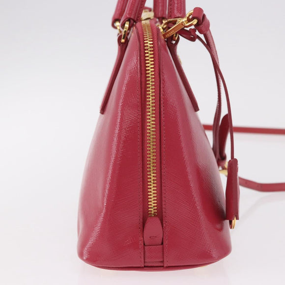 PRADA Hand Bag Saffiano Leather 2way Pink Gold Auth 186860V