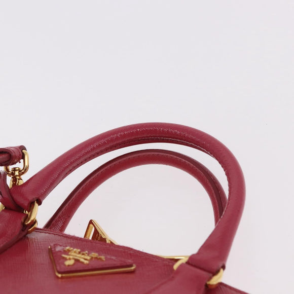 PRADA Hand Bag Saffiano Leather 2way Pink Gold Auth 186860V