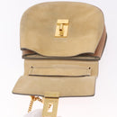 Chloe Drew Chain Shoulder Bag Suede Leather Beige Gold Auth 186862A-15