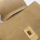 Chloe Drew Chain Shoulder Bag Suede Leather Beige Gold Auth 186862A-16