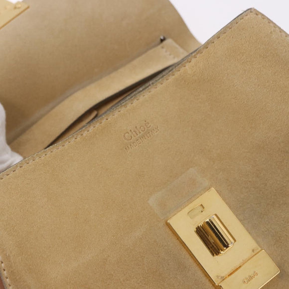 Chloe Drew Chain Shoulder Bag Suede Leather Beige Gold Auth 186862A