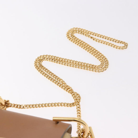 Chloe Drew Chain Shoulder Bag Suede Leather Beige Gold Auth 186862A