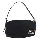 FENDI Shoulder Bag Cotton Jersey Black Silver Auth 186864-1