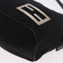 FENDI Shoulder Bag Cotton Jersey Black Silver Auth 186864-11