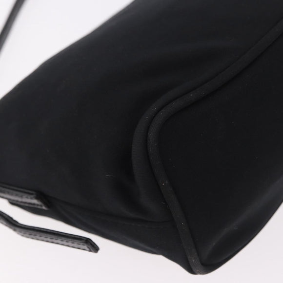 FENDI Shoulder Bag Cotton Jersey Black Silver Auth 186864