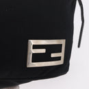FENDI Shoulder Bag Cotton Jersey Black Silver Auth 186864-14