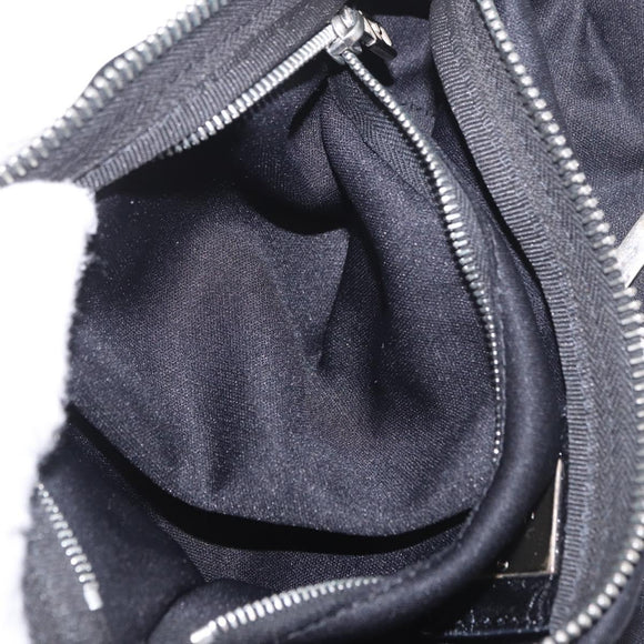 FENDI Shoulder Bag Cotton Jersey Black Silver Auth 186864