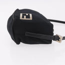 FENDI Shoulder Bag Cotton Jersey Black Silver Auth 186864-4