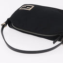 FENDI Shoulder Bag Cotton Jersey Black Silver Auth 186864-6