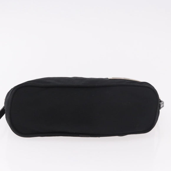 FENDI Shoulder Bag Cotton Jersey Black Silver Auth 186864