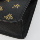 GUCCI Silvi Web Sherry Line Hand Bag Leather 2way Black Gold 470270 Auth 186865V-16