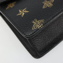 GUCCI Silvi Web Sherry Line Hand Bag Leather 2way Black Gold 470270 Auth 186865V-17