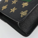 GUCCI Silvi Web Sherry Line Hand Bag Leather 2way Black Gold 470270 Auth 186865V-19