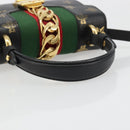 GUCCI Silvi Web Sherry Line Hand Bag Leather 2way Black Gold 470270 Auth 186865V-7