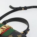 GUCCI Silvi Web Sherry Line Hand Bag Leather 2way Black Gold 470270 Auth 186865V-14