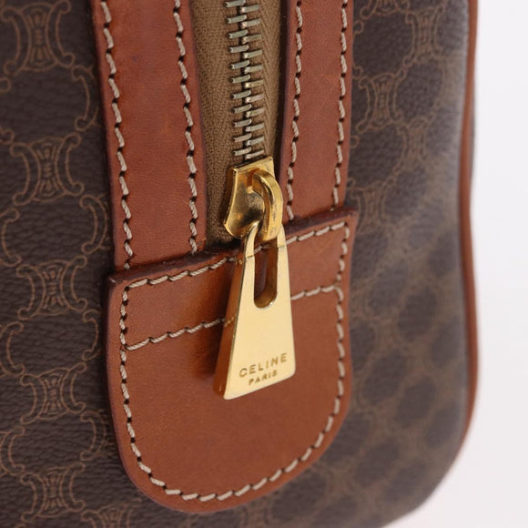 CELINE Macadam Canvas Hand Bag PVC Leather Brown Gold Auth 186868A