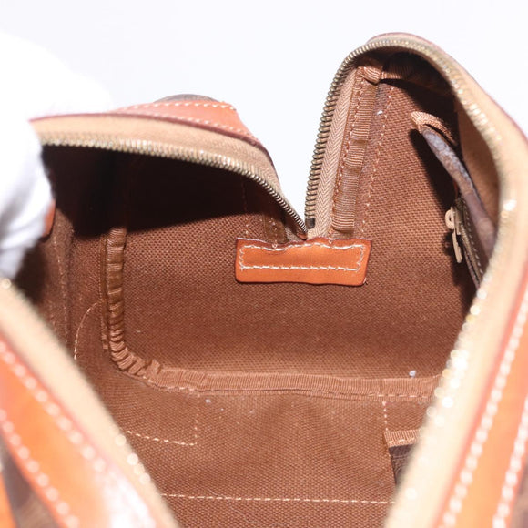 CELINE Macadam Canvas Hand Bag PVC Leather Brown Gold Auth 186868A