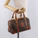 CELINE Macadam Canvas Hand Bag PVC Leather Brown Gold Auth 186868A-21