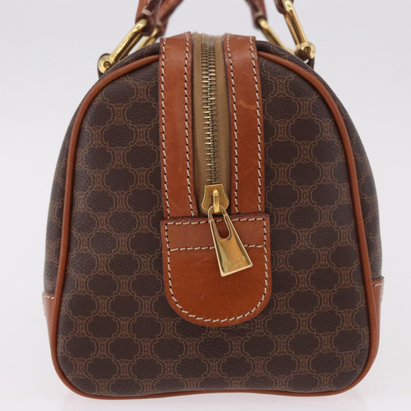 CELINE Macadam Canvas Hand Bag PVC Leather Brown Gold Auth 186868A